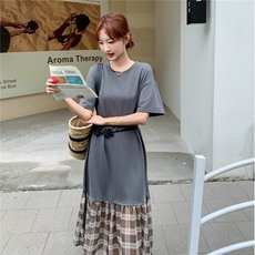 夏季针织拼接连衣裙女宽松大码，女装连衣裙，浙宝069