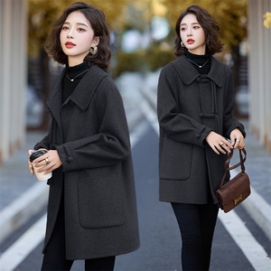 盘扣双面羊绒大衣女2024秋冬新款爆款时尚减龄欧货小个子毛呢外套