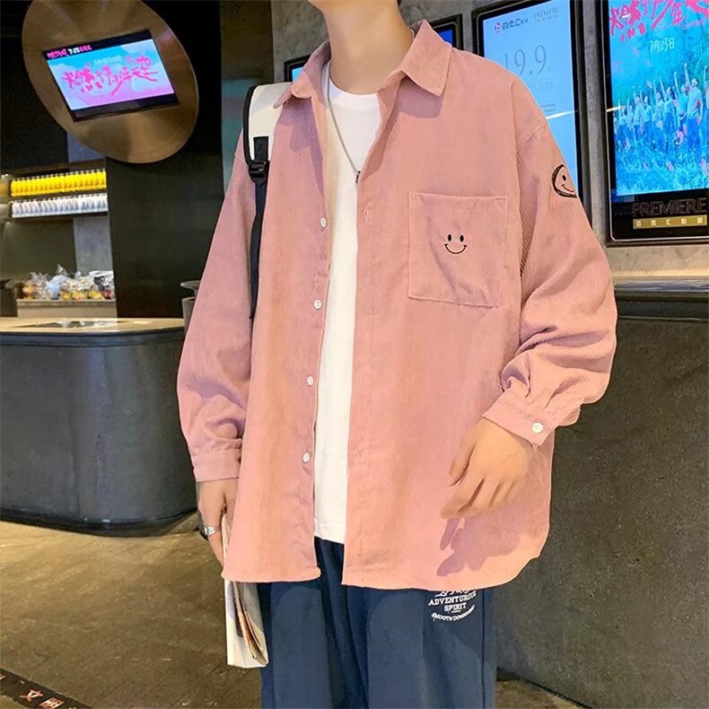 长袖衬衫男秋季ins潮港风灯芯绒痞帅休闲纯色衬衣外套 CS69-P38图片
