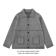 2025秋季新款设计感开衫毛衣外套潮牌情侣针织衫1015-M354-P90，男装针织衫/毛衣，四季星座1015