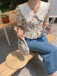 夏季新款韩版韩系甜美小衫图片