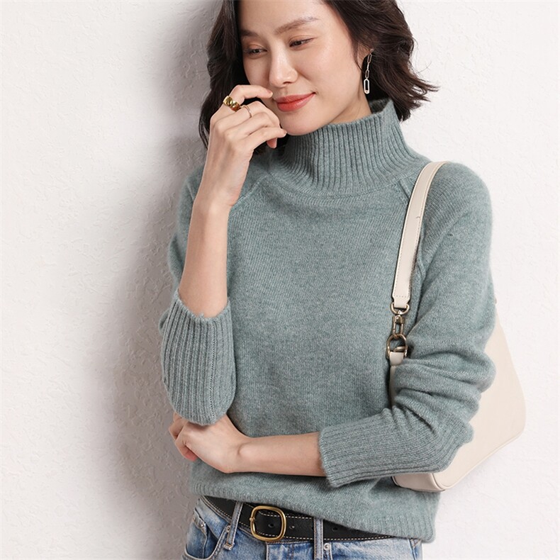 温暖柔软亲肤气质秋冬款高领长袖通勤休闲/淑女羊绒衫女套头,女装羊绒衫,艾米娇羊绒