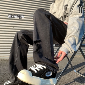 XZ616 春季新款复古破洞设计感牛仔裤休闲长裤 TY2405 P65控78图片