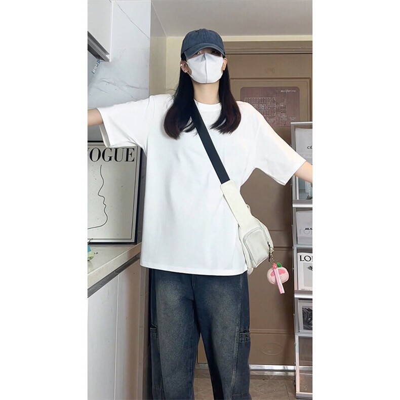 重磅新疆棉纯白短袖T恤厚实打底衫纯色男女款T3605-特价P19图片