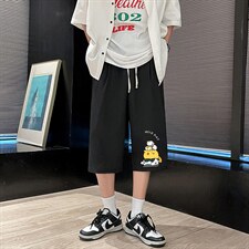 QK72090-P25冰丝七分裤男大码速干短裤男五分裤港风，男装休闲裤，电商A040