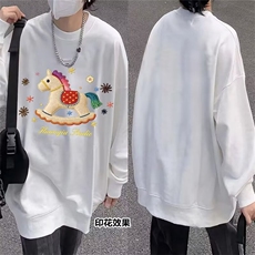 1506-1/W3171/P42本命年新春洋气红色加绒圆领卫衣百搭男女款潮，男装卫衣，星座1506-1