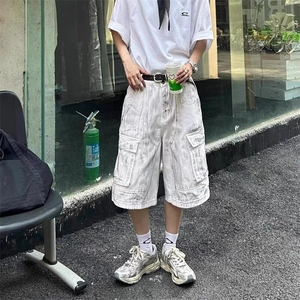 美式街头工装牛仔短裤男多口袋设计宽松五分裤直筒裤LD66811-P54图片