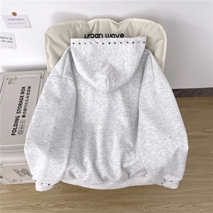 春秋钉珠字母连帽卫衣外套开衫男女图片