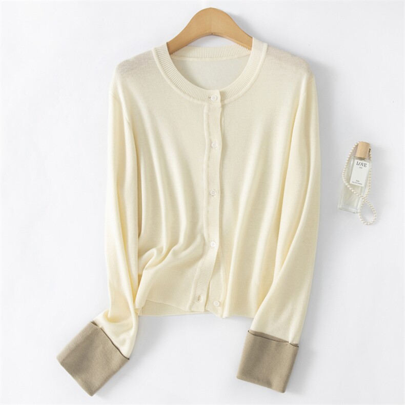 优雅简约羊毛针织开衫女士长袖外套秋冬新款百搭上衣，女装羊毛衫，东远绒业