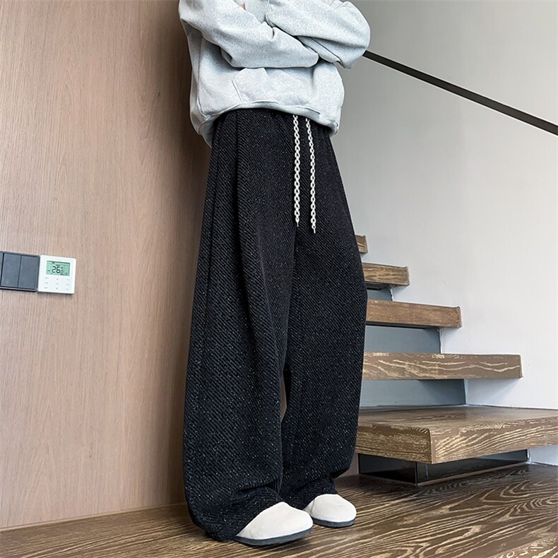 K2588特批35控59小香风斑马纹阔腿裤子男秋季新款拖地裤美式垂感,男装休闲裤,电商D229A