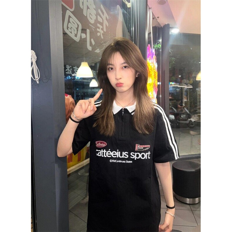 复古polo衫翻领短袖T恤男女款小众设计感学院风情侣体恤TW0023,男装Polo衫,星座1116A（原606A-3）