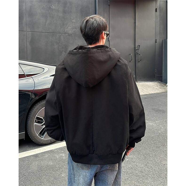 美式冬季纯棉水洗加绒棉衣潮牌宽松休闲连帽棉服上衣,男装棉衣,星座410-7