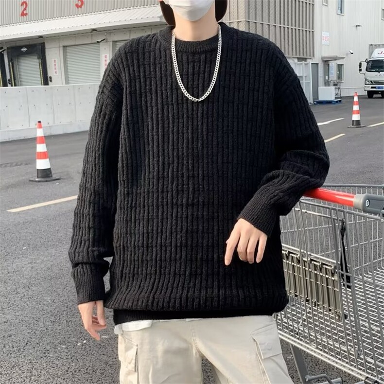 秋冬重磅日系宽松圆领套头简约毛衣男女内搭打底针织衫MY7009-P53,男装针织衫/毛衣,星座308B-1
