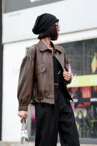 秋季皮衣外套，女装皮衣，卡薇尔