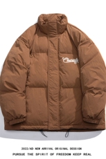 白鸭绒白底22冬季潮流潮牌字母印花加厚立领羽绒服YR191P195控258，男装羽绒服，电商A247-1