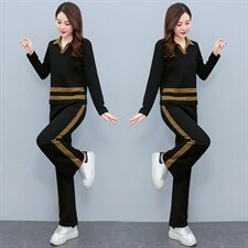 韩版时尚气质休闲套装女秋季新款长袖显瘦两件套运动服，女装套装/套裙，妙形