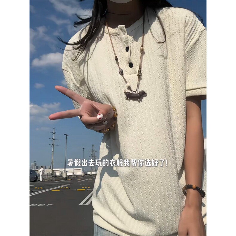 XZ809A/SSS08/P45/控58     肌理感亨利领T恤图片