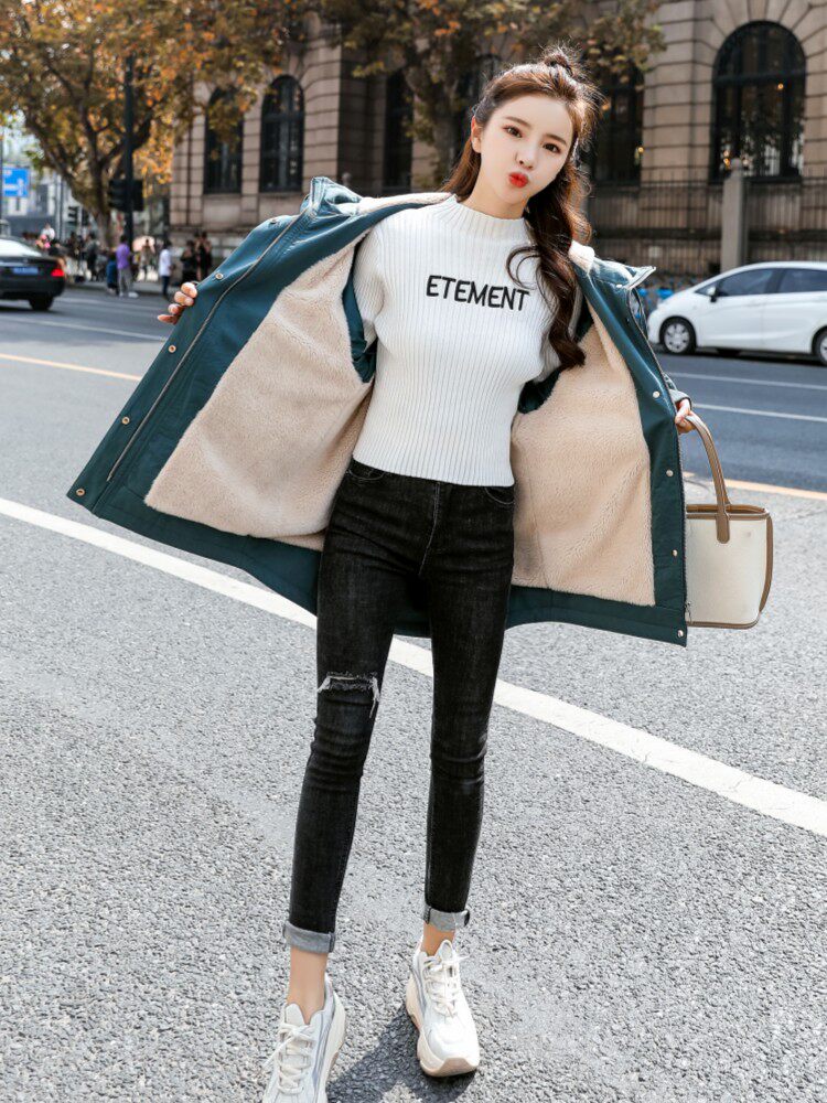大码加绒加厚胖MM200斤派克服兔绒内里外套中长款棉服,女装棉衣/棉服,妃曼