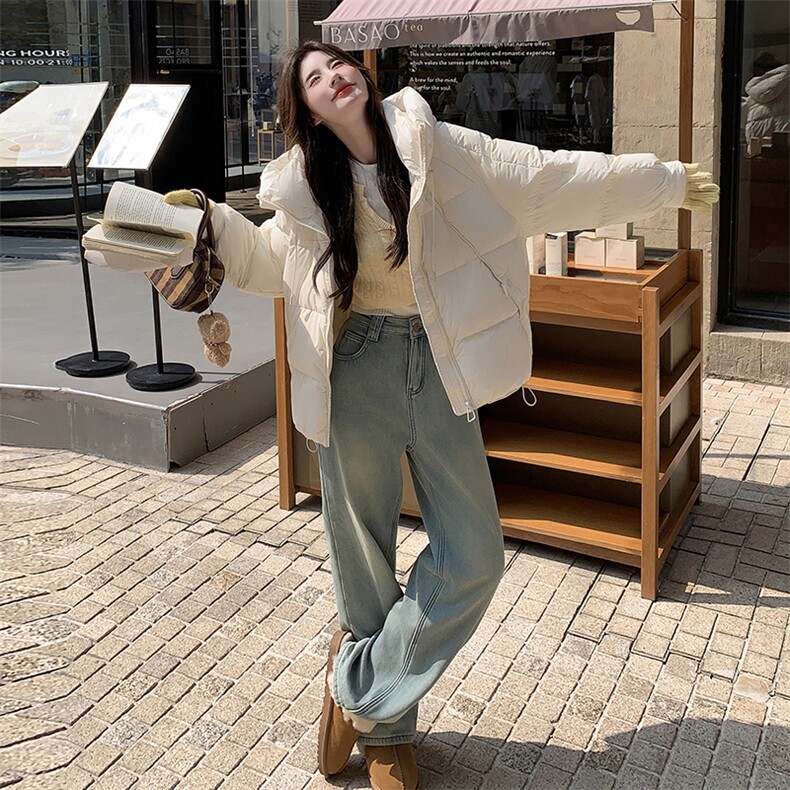 奶fufu粉色短款羽绒棉服女冬2024新款加厚甜美减龄小棉袄棉衣外套,女装羽绒服,2C316