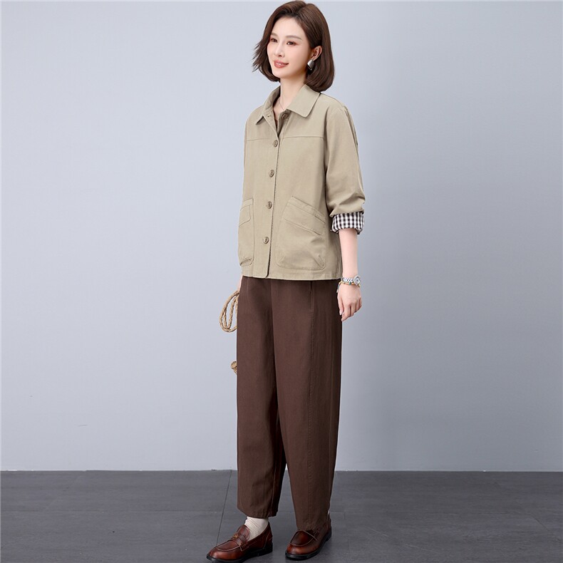 2026春秋季时尚简约大方气质优雅显瘦休闲潮流纯色两件套,女装套装/套裙,独衣靓