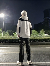 美式防风防水冲锋裤男秋冬机能加绒加厚工装裤褶皱侧拉链登山裤子，男装休闲裤，星座310A-4