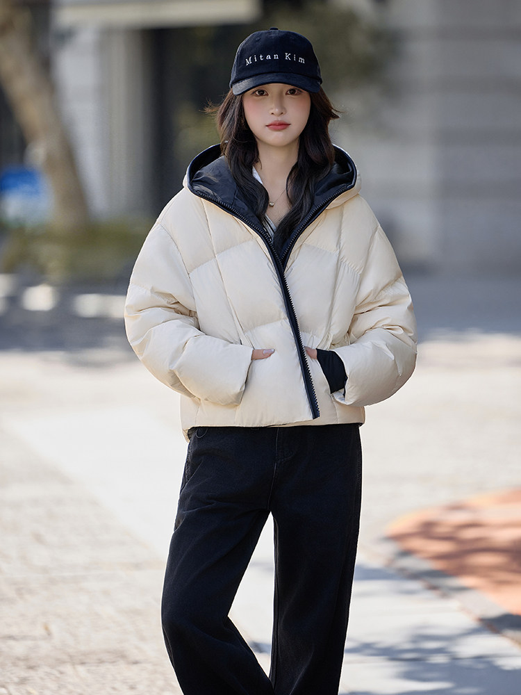 水衣源2783款短款连帽加厚保暖面包服茧形羽绒外套女,女装羽绒服,水衣源