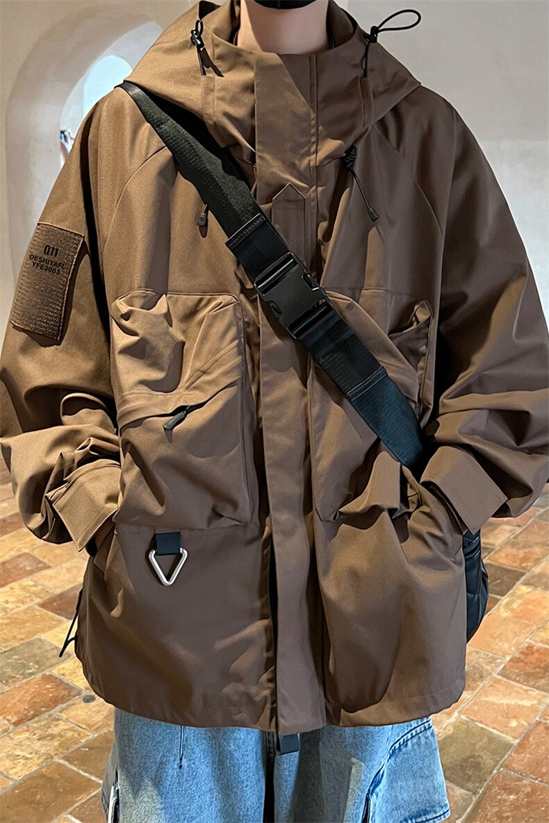 8XL-M特大码冲锋衣防水宽松工装风男夹克外套JK1306P90控118,男装夹克,电商D206-1