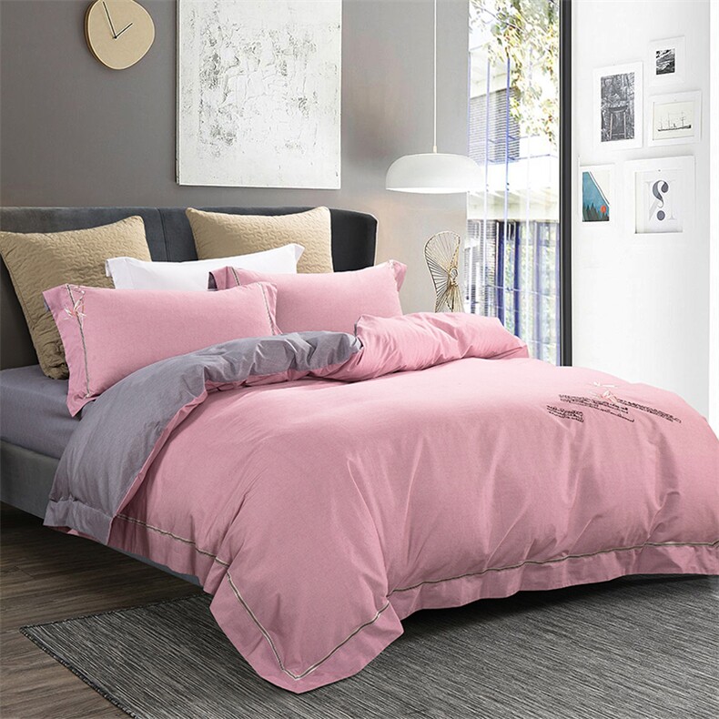 新款全棉磨毛刺绣系列四件套1.5m床单款四件套，床品套件，一起卖家纺