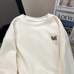 EE103-P65 华棉复合加绒卫衣女冬2024潮圆领保暖上衣大码女装图片