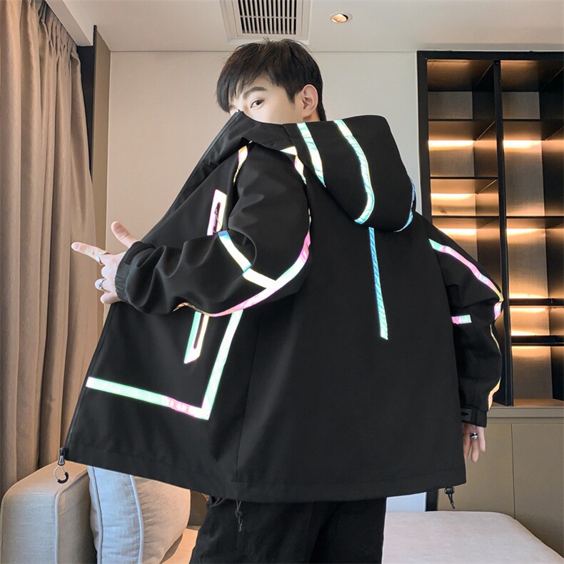 新款现货户外夹克男连帽烫金返光冲锋衣外套A157B-J2511-特P65,男装夹克,电商A157B