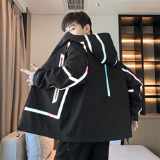 新款现货户外夹克男连帽烫金返光冲锋衣外套A157B-J2511-特P65，男装夹克，电商A157B