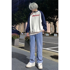 牛仔裤男复古潮牌宽松直筒裤子阔腿休闲长裤A080-9291-P35，男装牛仔裤，电商A080
