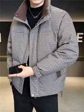 标90男休闲立领羽绒服千鸟格面包服外套上衣A329-YR2563-P280，男装羽绒服，电商A329