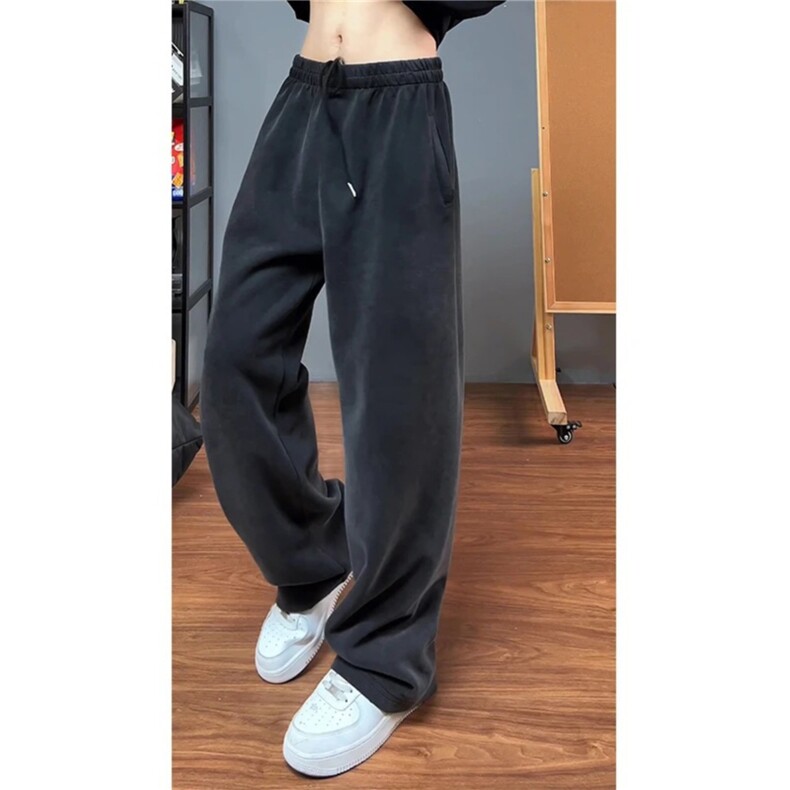 水洗做旧卫裤男女春秋季重磅垂感阔腿慵懒风复古百搭休闲裤WK382,男装休闲裤,星座302B-2