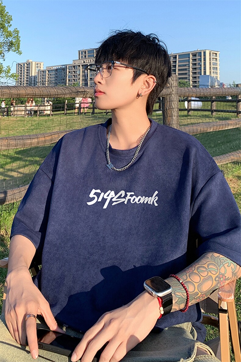 量大优供视频重磅麂皮绒短袖T恤男JPDX246-特P19,男装T恤,电商B367