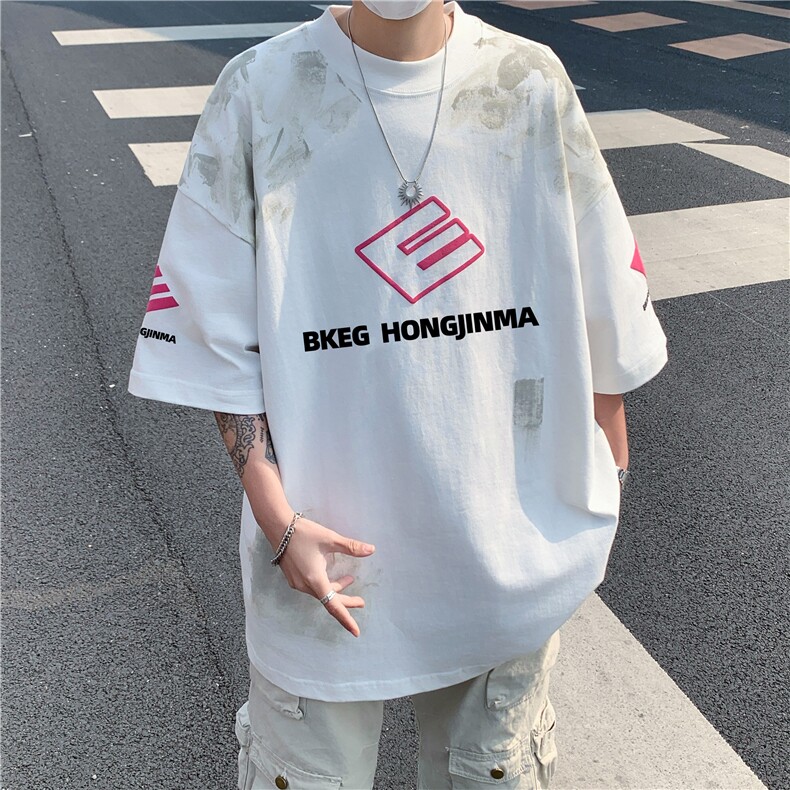 DXX7-P48美式潮牌新款废土风做脏做旧短袖夏季hiphop街头复古T恤,男装T恤,星座603-2