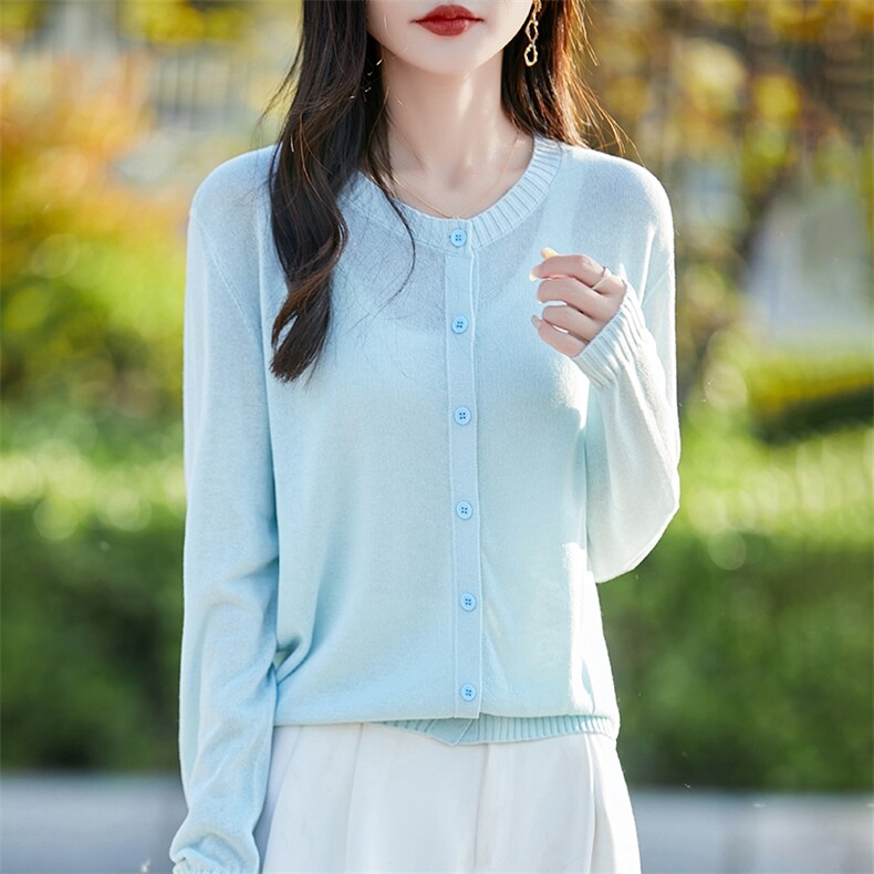 高级感冰丝亚麻针织长袖防晒衣女开衫外套25新款轻薄透气外搭小衫图片