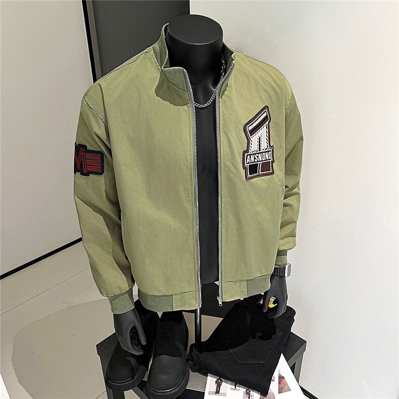 W610-P68秋季新款美式贴标刺绣棒球服夹克时尚痞帅飞行服外套,男装夹克,星座911-1