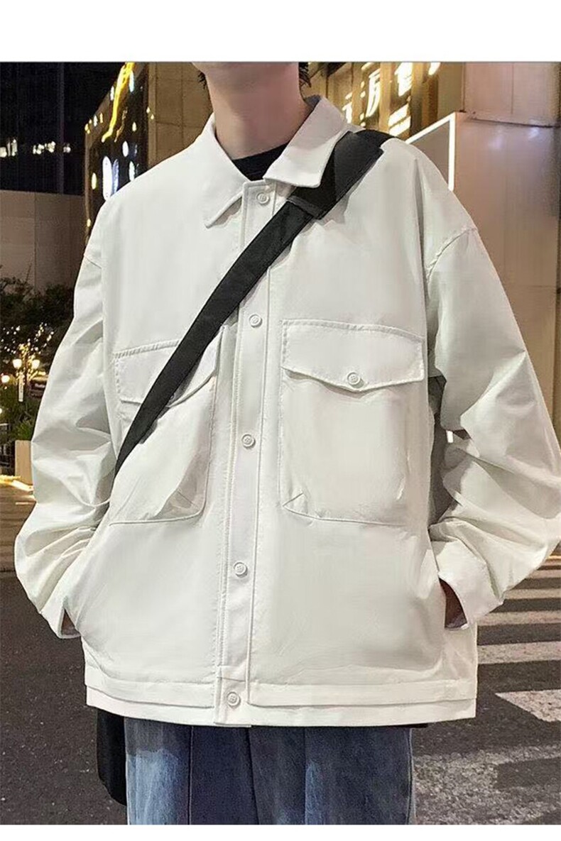 春季休闲痞帅大口袋工装假两件翻领夹克潮流外套A436-102-P70,男装夹克,电商A436