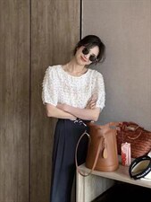 2022节后新款百搭神器新面料显瘦短雪纺小衫，其它，泰靡(1F)