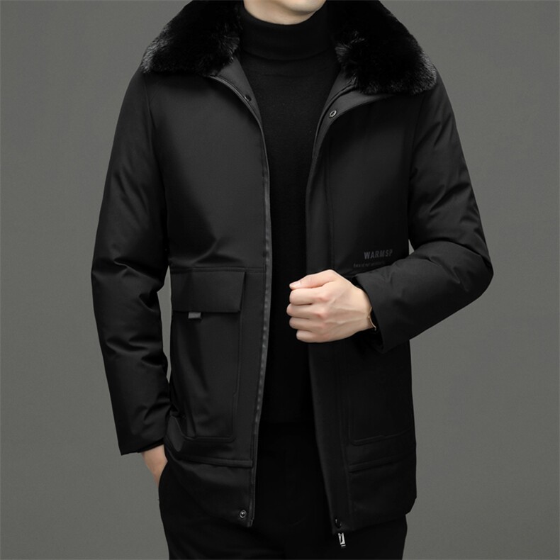 休闲纯色冬装棉服外套秋冬季加厚保暖毛领爸爸棉衣 TR2289-P135图片