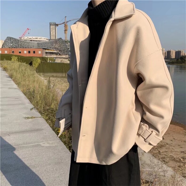 秋冬季加厚毛呢大衣男ins宽松外套韩ulzzang风衣服JK0222-P60,男装夹克,星座308B-1
