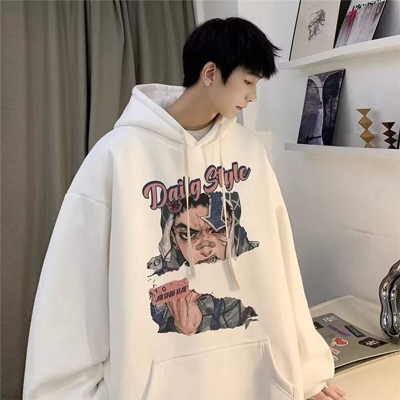 连帽卫衣男春秋季2025新款潮流美式复古宽松男款春装休闲外套衣服图片