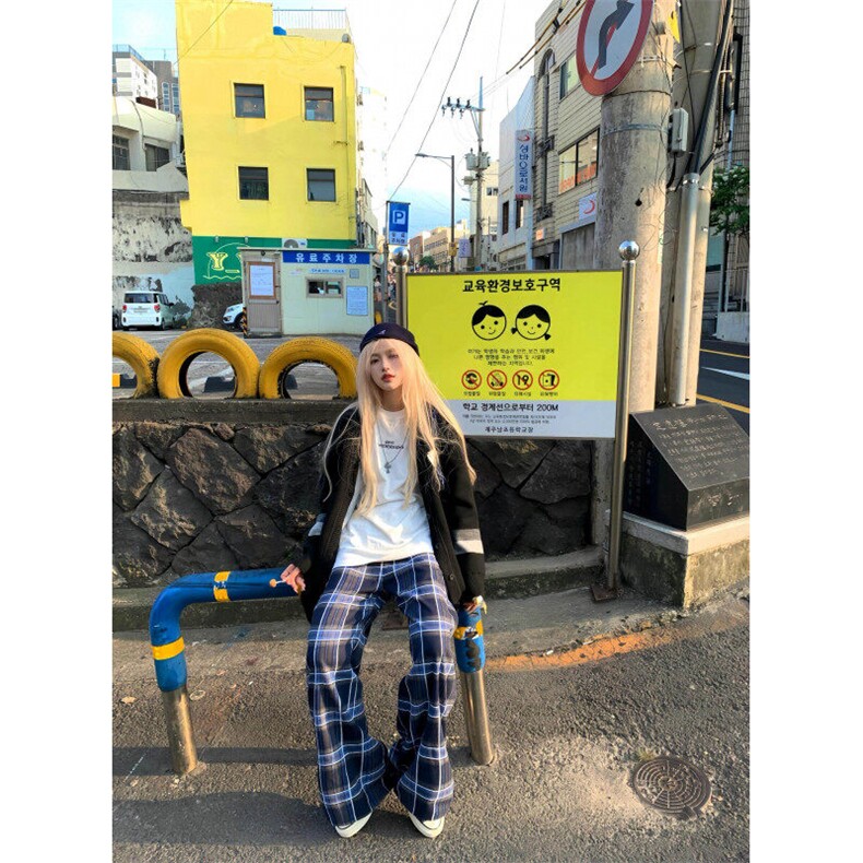 【有货】G11LL-特P40美式复古蓝色格子裤子男女秋冬新款加绒裤,男装休闲裤,星座1007（原301D）