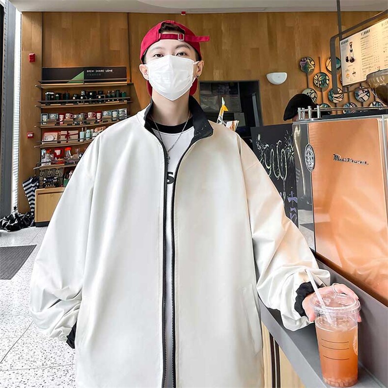 光板可二开港风双面夹克闪光亮片夹克拼色外套JK2616-1P60,男装夹克,电商A128
