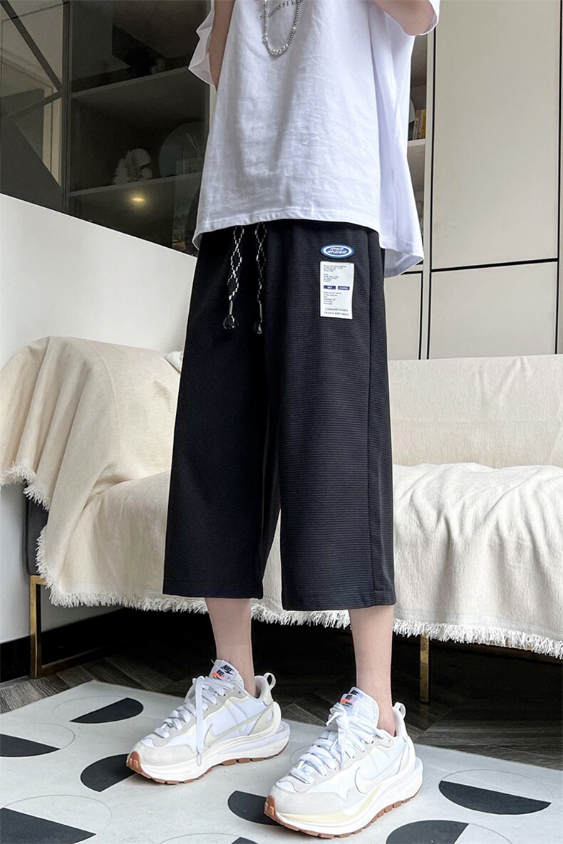 B2212023夏装新款青少年港风休闲华夫格七分裤子LK22019-P45,男装休闲裤,电商B221