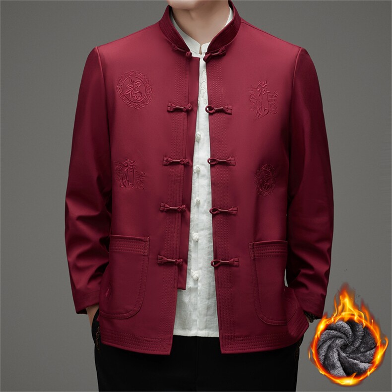 常货中老年加绒棉衣唐装外套男士复古盘扣风棉服外套中式唐装图片