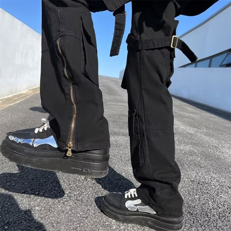 男春夏新款青少年时尚休闲裤纯拉链工装裤KD73P60图片