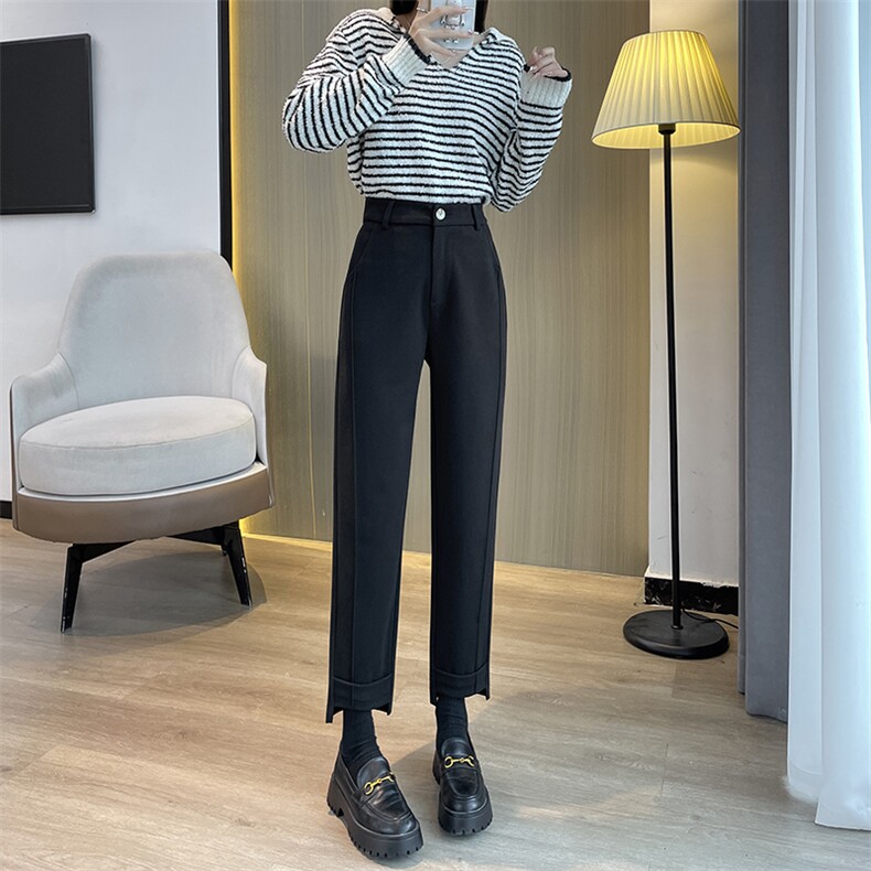 毛呢裤秋冬季裤子2025新款休闲哈伦宽松显瘦加厚烟管西装裤,女装休闲裤,云美莎专业女裤-全店现货