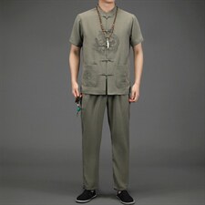 BETZ223钱塘2020-2中式唐装风中老年男装中老年套装P90,男装中老年男装,钱塘207-2